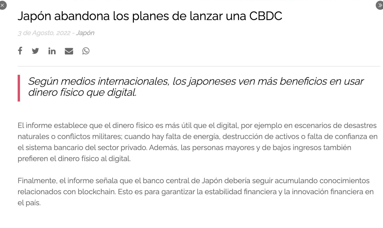 En Japón Ecuador Finlandia y Dinamarca no moneda digital programable 